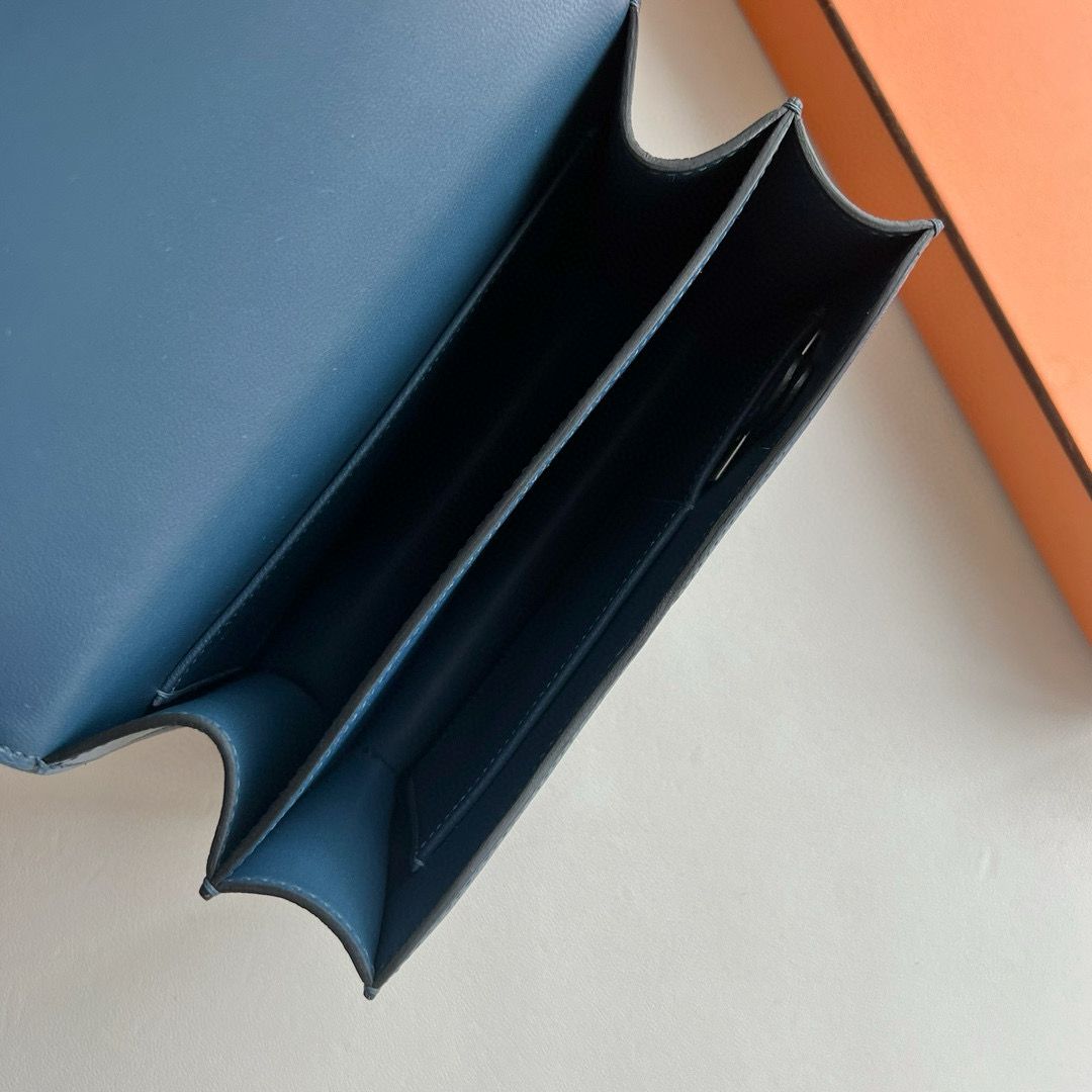 Hermes Constance 18 Handmade Bag in Bright Blue Chevre Mysore Leather - Image 10