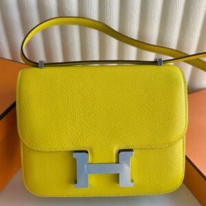 Hermes Constance 18 Handmade Bag in Jaune Naples Chevre Mysore Leather