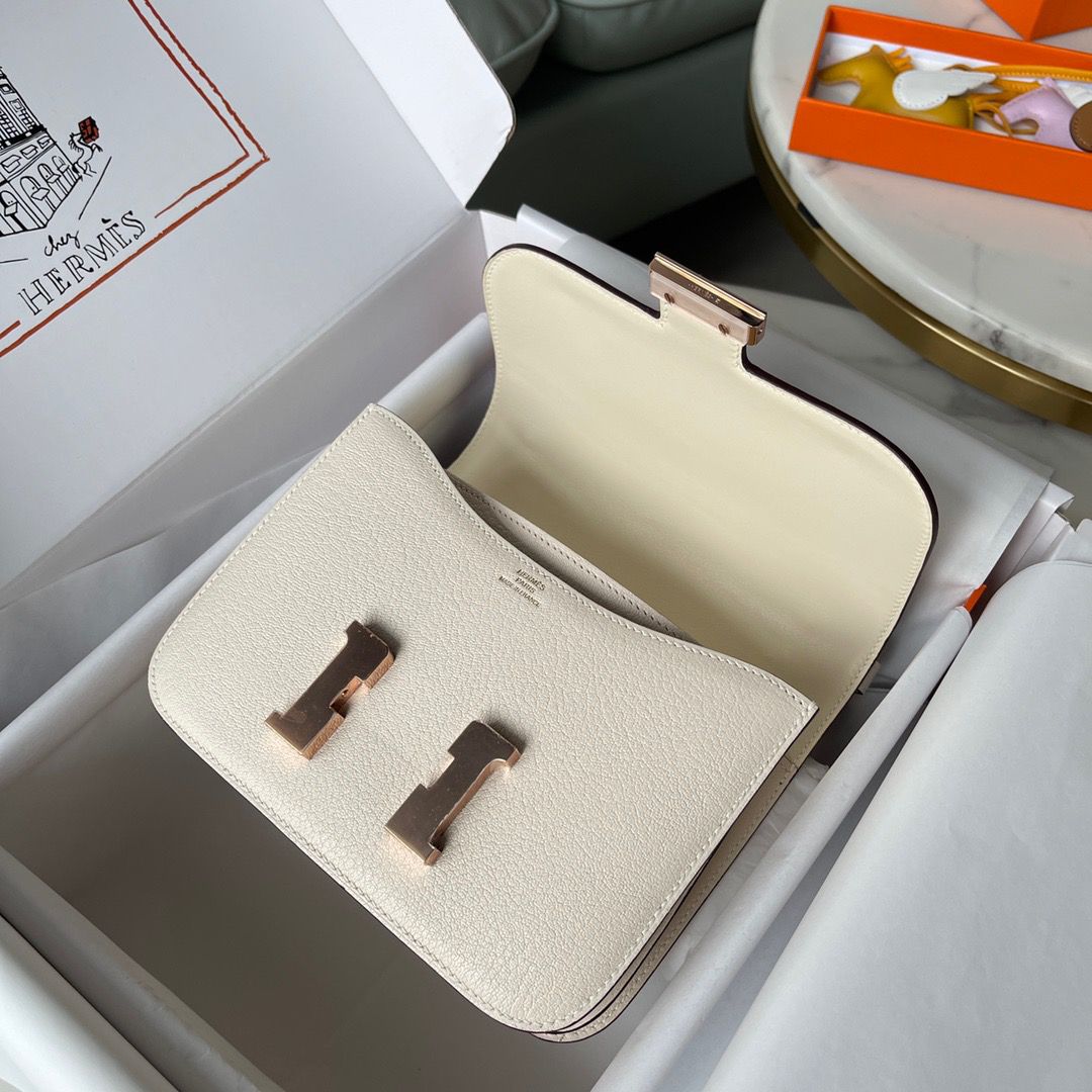 Hermes Constance 18 Handmade Bag In Nata Chevre Mysore Leather - Image 8