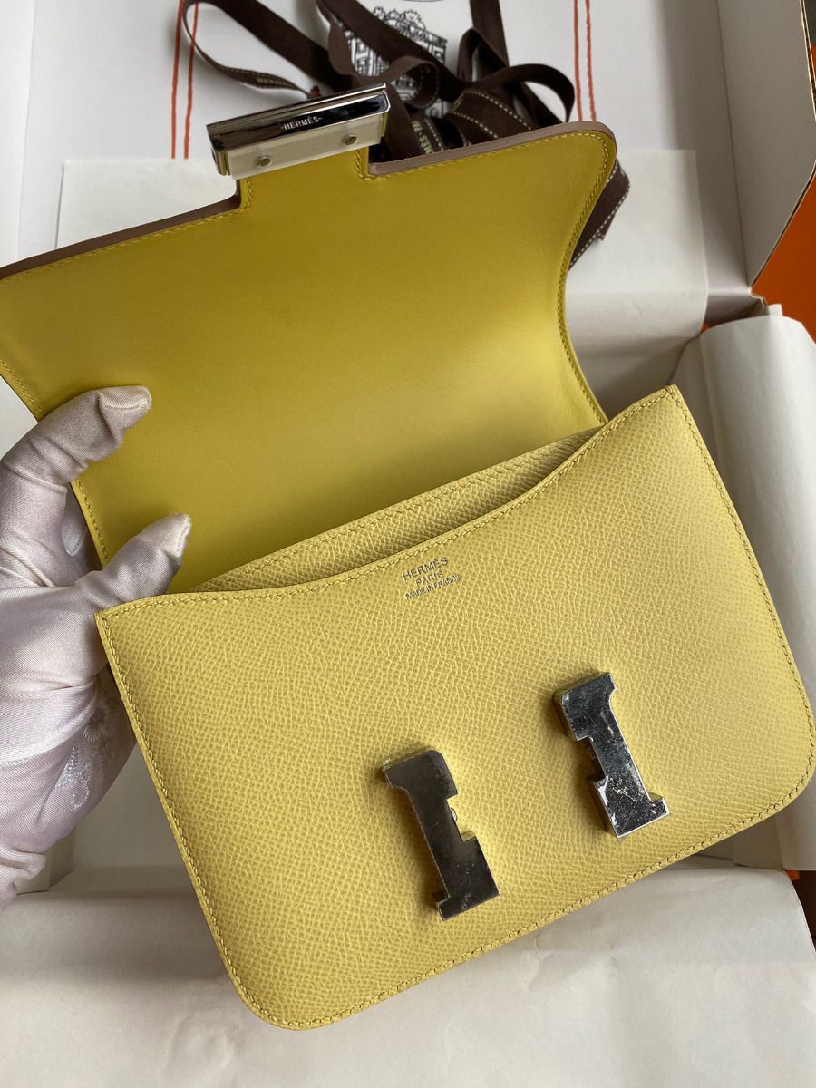 Hermes Constance 18 Handmade Bag In Jaune Poussin Epsom Calfskin - Image 6
