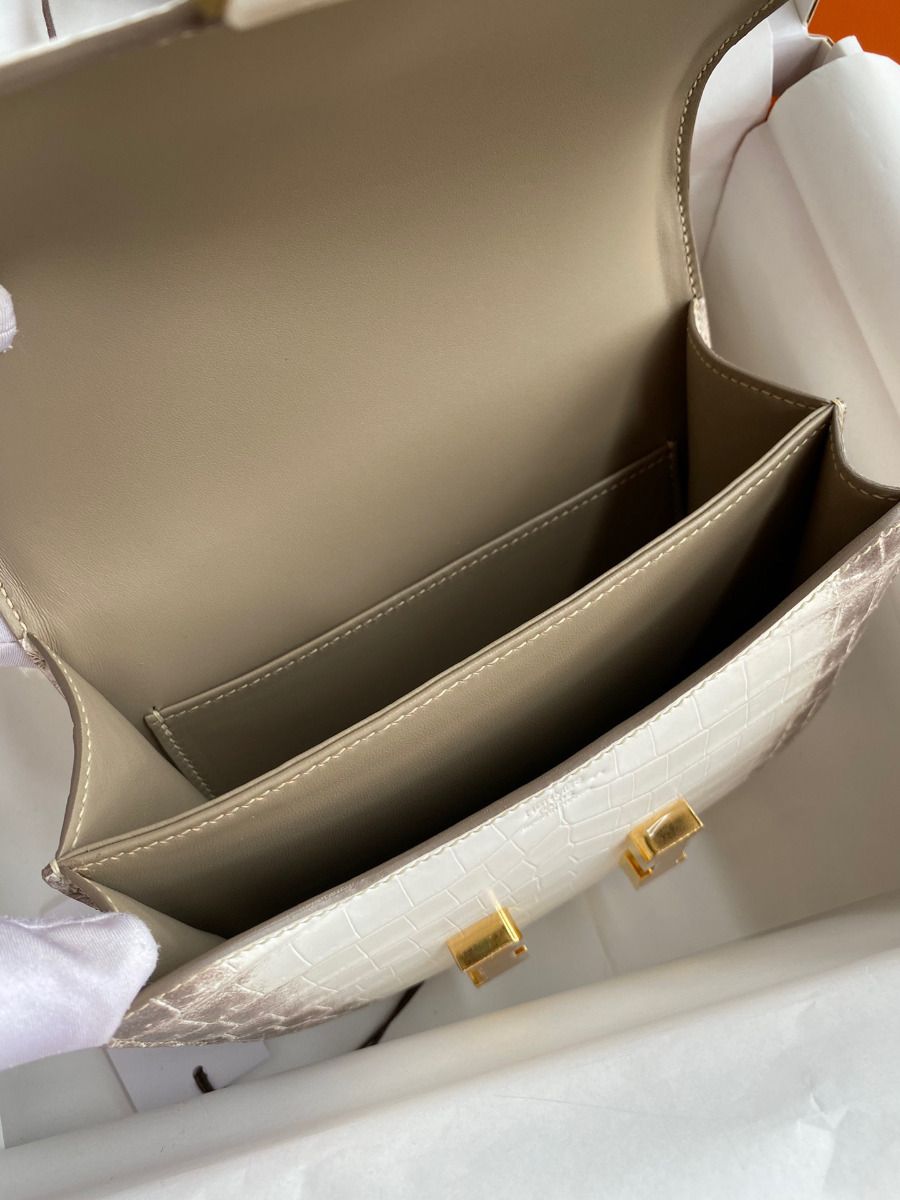 Hermes Constance 18 Handmade Bag In Himalaya Crocodile Niloticus Skin - Image 7