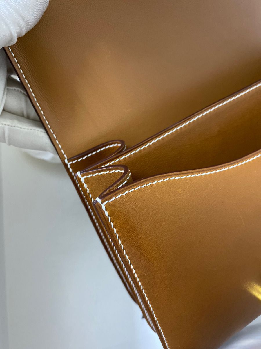 Hermes Constance 24 Handmade Bag In Gold Barenia Calfskin - Image 10