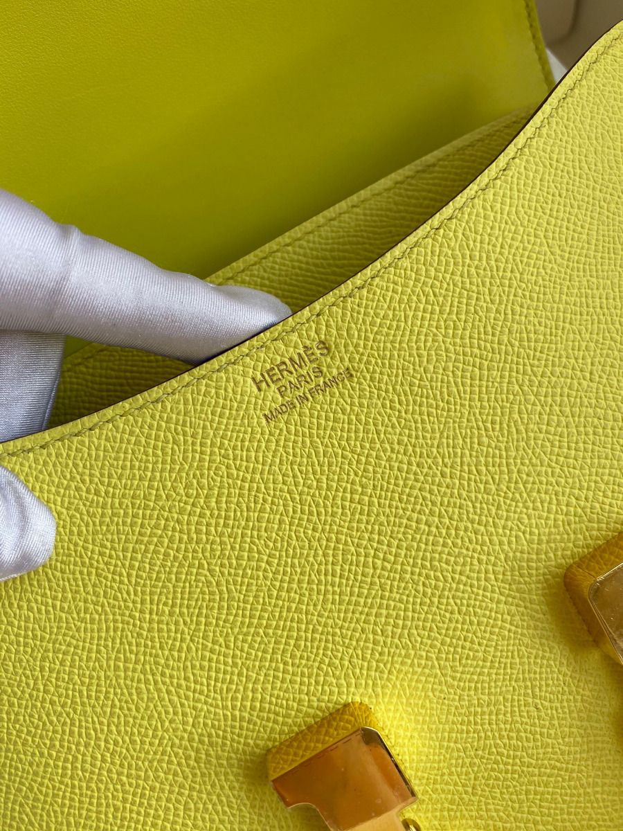 Hermes Constance 24 Handmade Bag In Lime Epsom Calfskin - Image 8