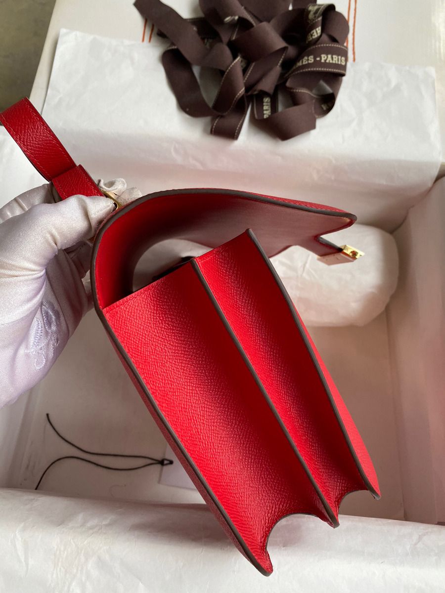 Hermes Constance 24 Handmade Bag In Red Epsom Calfskin - Image 4