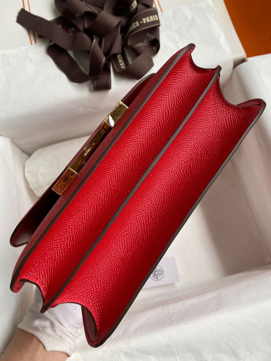 Hermes Constance 24 Handmade Bag In Red Epsom Calfskin - Image 7