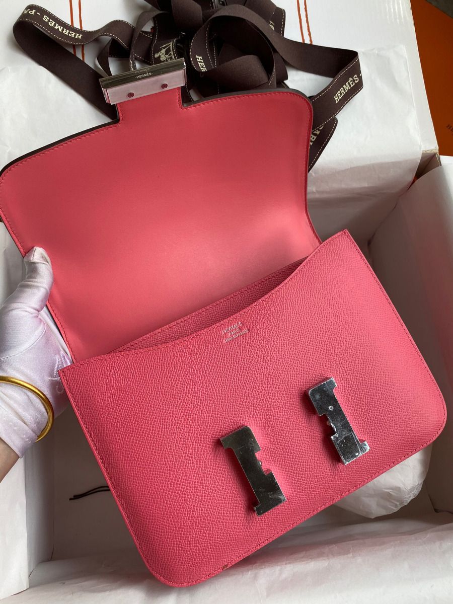 Hermes Constance 24 Handmade Bag In Rose Lipstick Epsom Calfskin - Image 7
