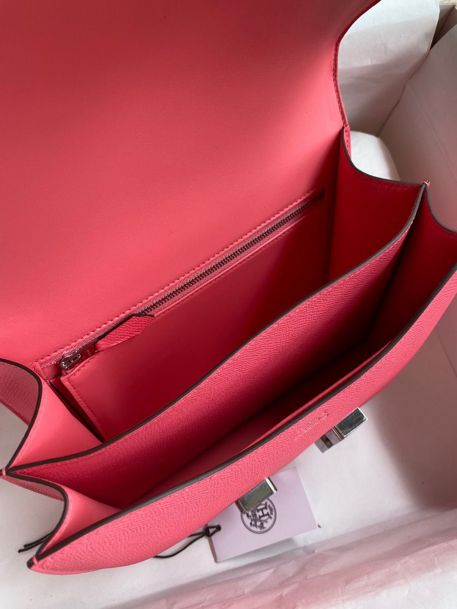 Hermes Constance 24 Handmade Bag In Rose Lipstick Epsom Calfskin - Image 9