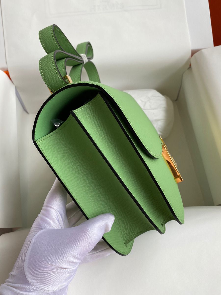 Hermes Constance 24 Handmade Bag In Vert Criquet Epsom Calfskin - Image 6