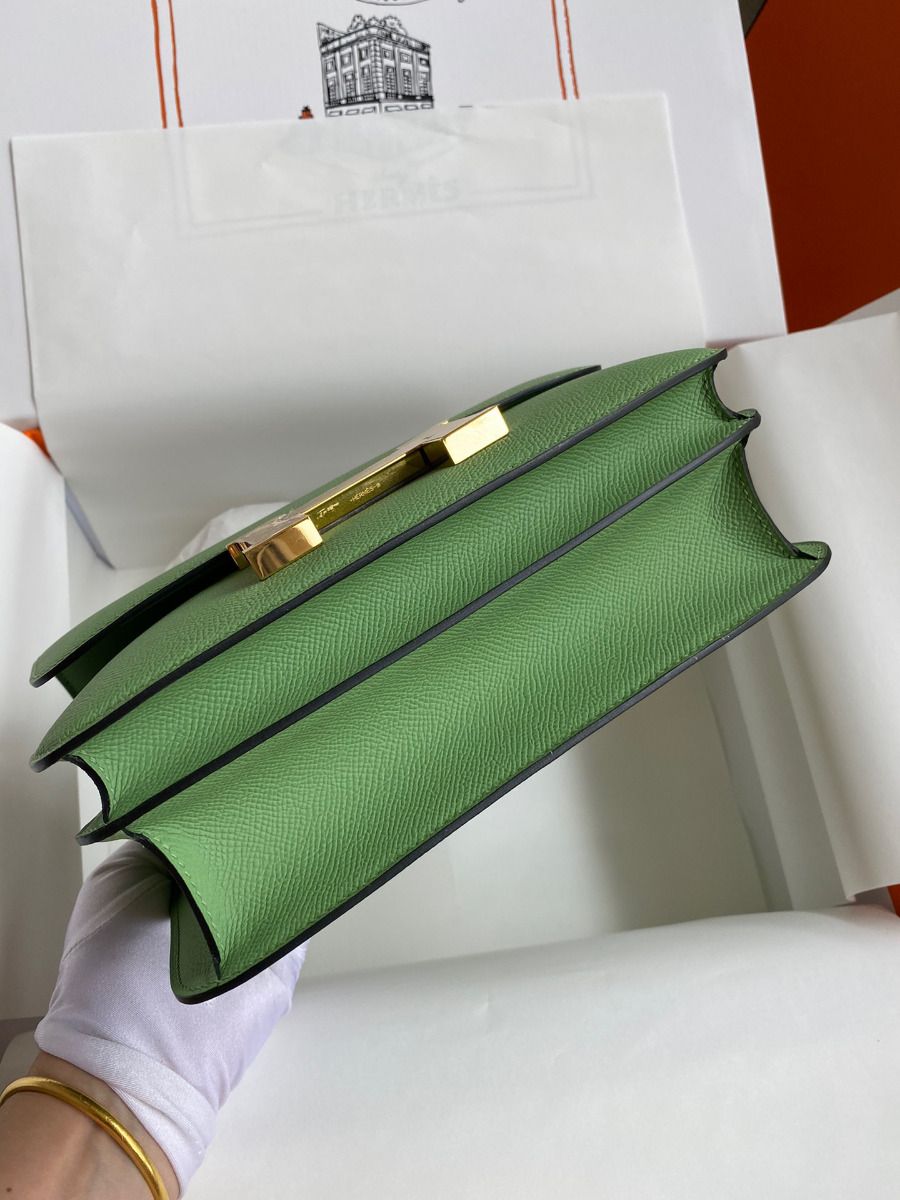 Hermes Constance 24 Handmade Bag In Vert Criquet Epsom Calfskin - Image 7
