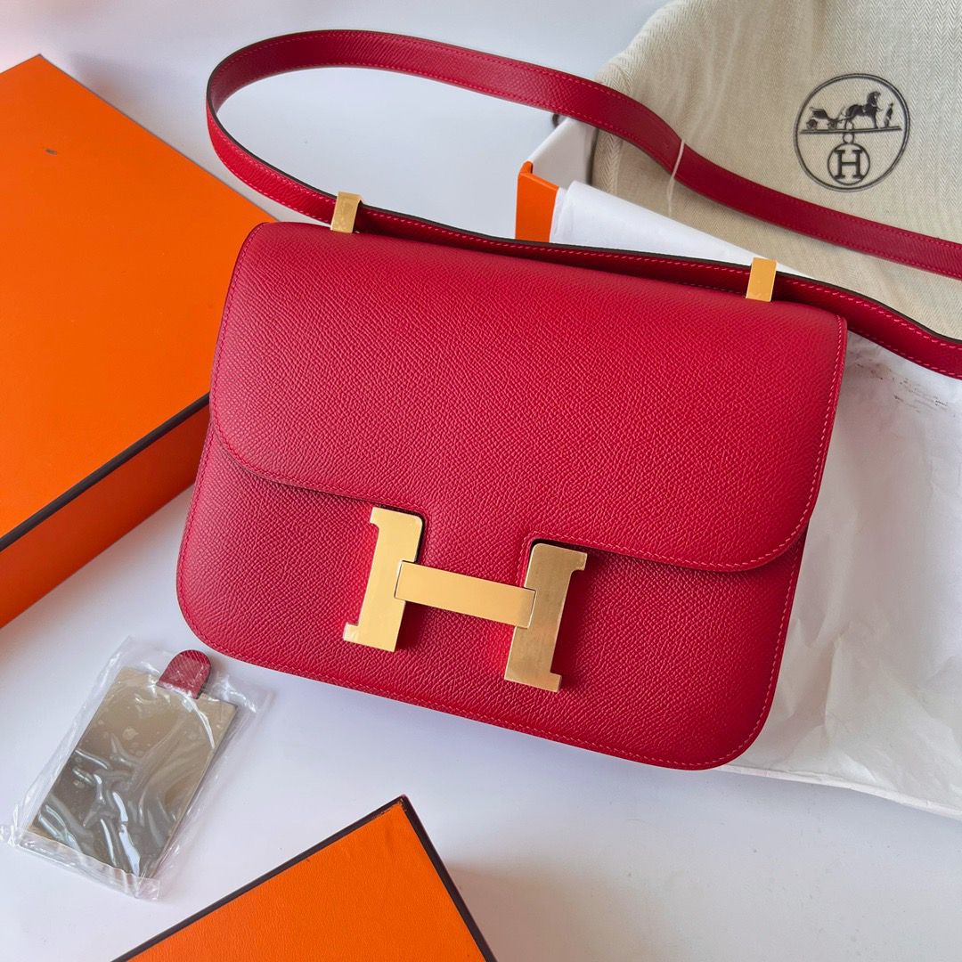 Hermes Constance 1-24 Mirror Bag In Red Epsom Calfskin - Image 3
