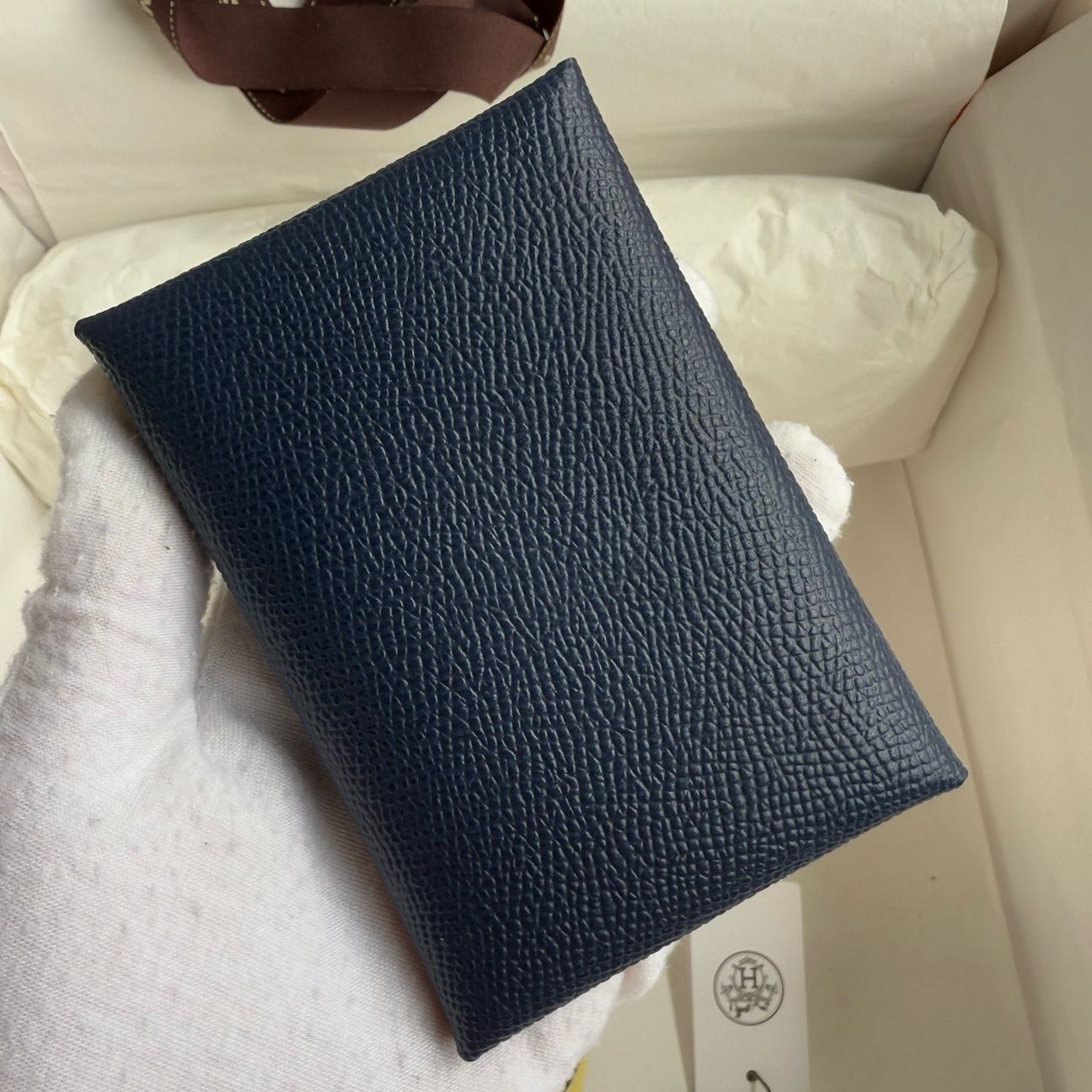 Hermes Calvi Duo Card Holder in Blue Nuit Epsom Calfskin