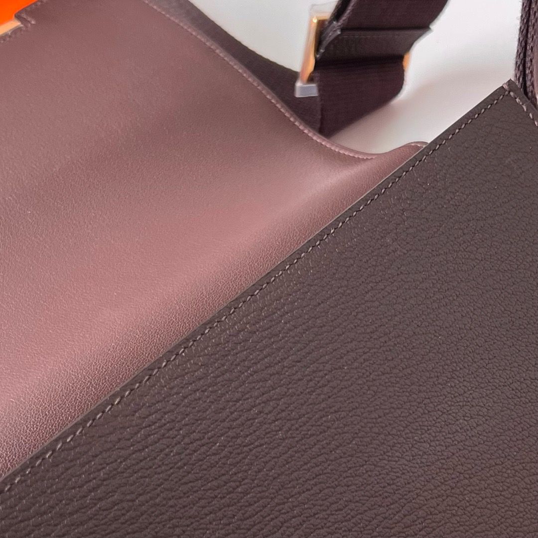 Hermes Geta Handmade Bag In Rouge Sellier Chevre Mysore Leather - Image 9