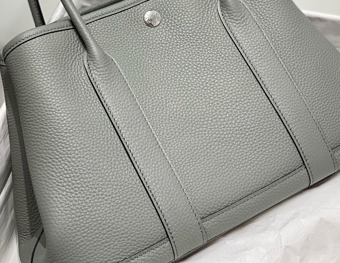 Hermes Garden Party 30 Bag In Gris Meyer Taurillon Leather - Image 8