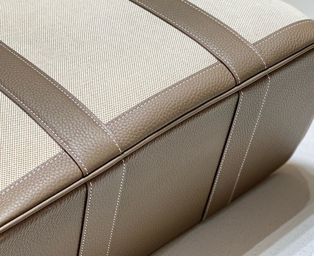 Hermes Garden Party 36cm Bag in Toile and Taupe Leather - Image 6