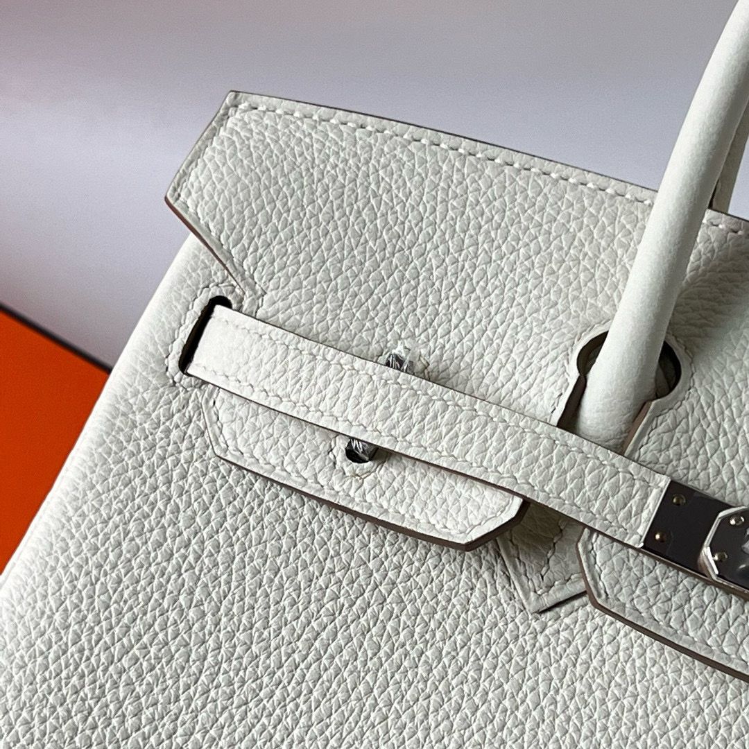 Hermes Birkin 25 Handmade Bag In Mushroom Clemence Leather - Image 3