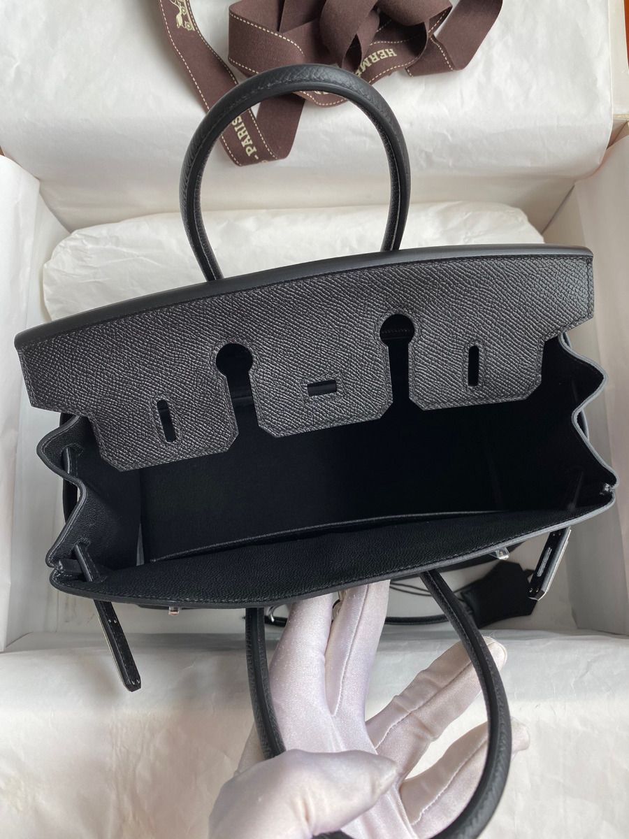 Hermes Birkin 25 Handmade Bag In Black Epsom Calfskin - Image 9