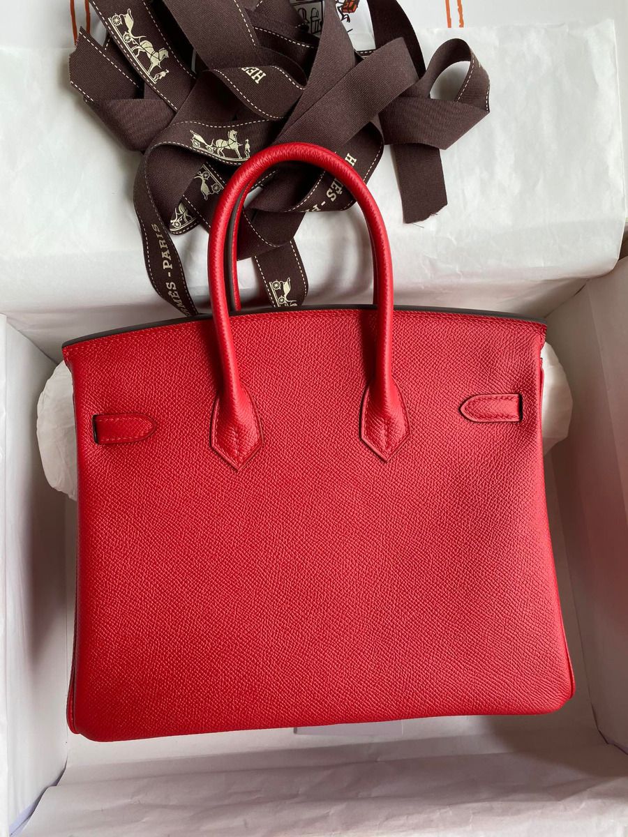 Hermes Birkin 25 Handmade Bag In Red Epsom Calfskin - Image 3