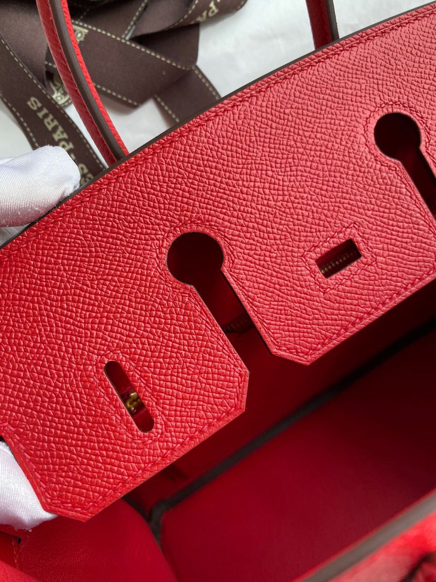Hermes Birkin 25 Handmade Bag In Red Epsom Calfskin - Image 9