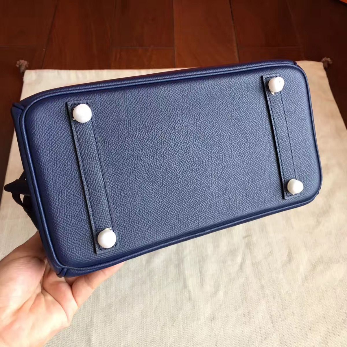 Hermes Birkin 25 Handmade Bag In Sapphire Epsom Calfskin - Image 8