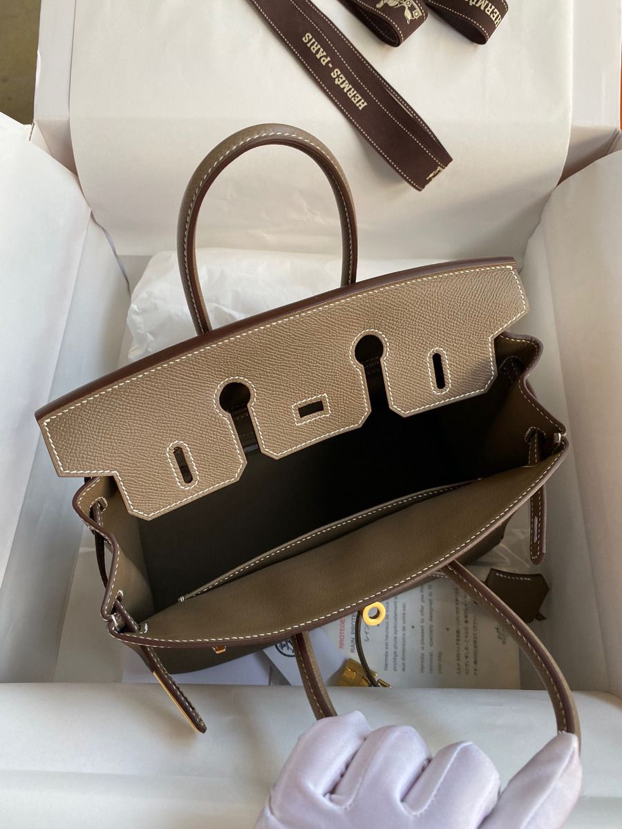Hermes Birkin 25 Handmade Bag In Taupe Epsom Calfskin - Image 7