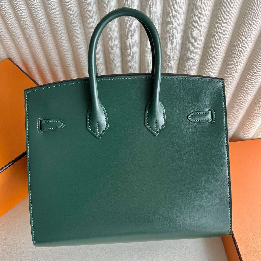 Hermes Birkin 25 Sellier Handmade Bag in Vert Fonce Box Calfskin - Image 9