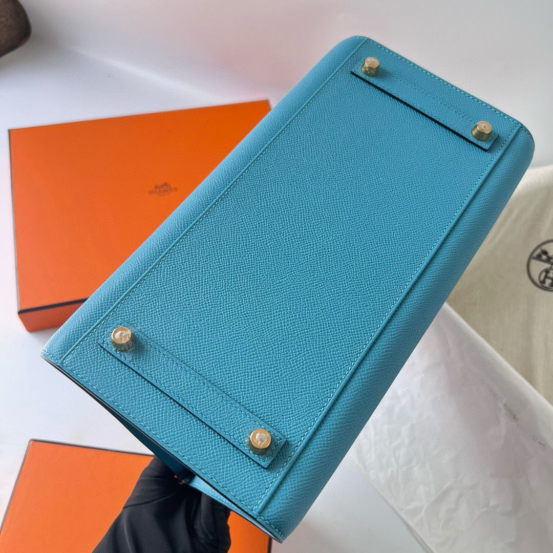 Hermes Birkin 25 Sellier Handmade Bag In Celeste Epsom Calfskin - Image 11