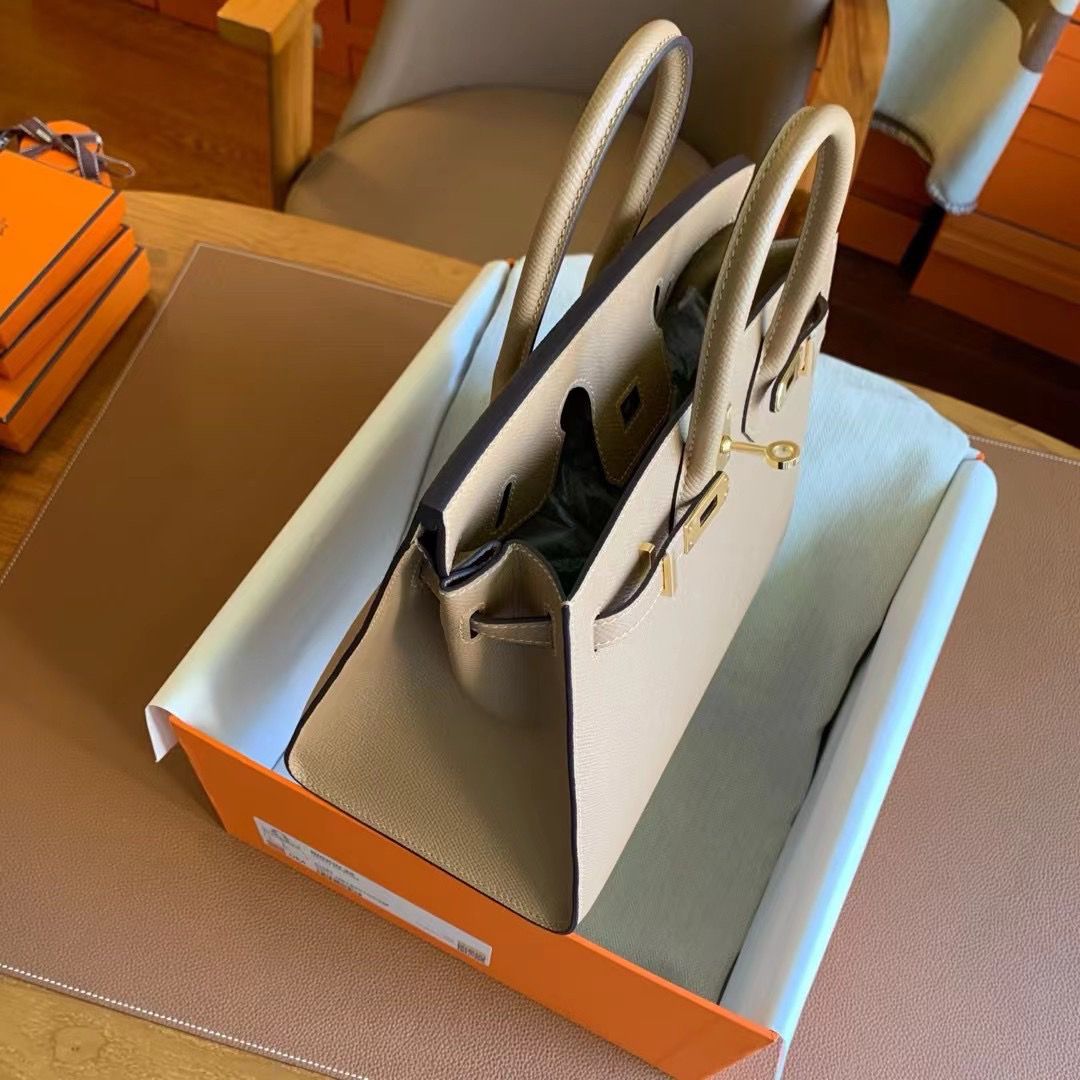 Hermes Birkin 25 Sellier Handmade Bag In Chai Epsom Calfskin - Image 9