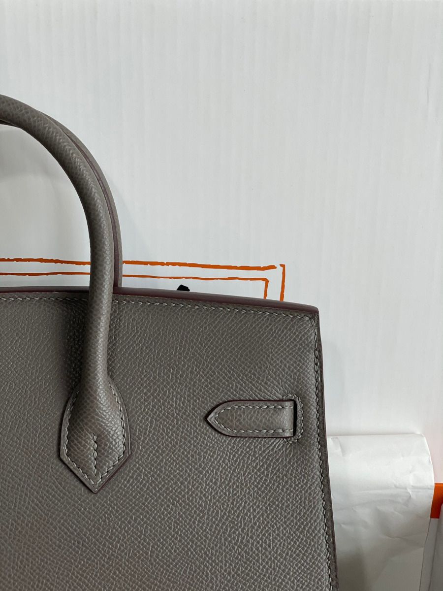 Hermes Birkin 25 Sellier Handmade Bag In Etain Epsom Calfskin - Image 6