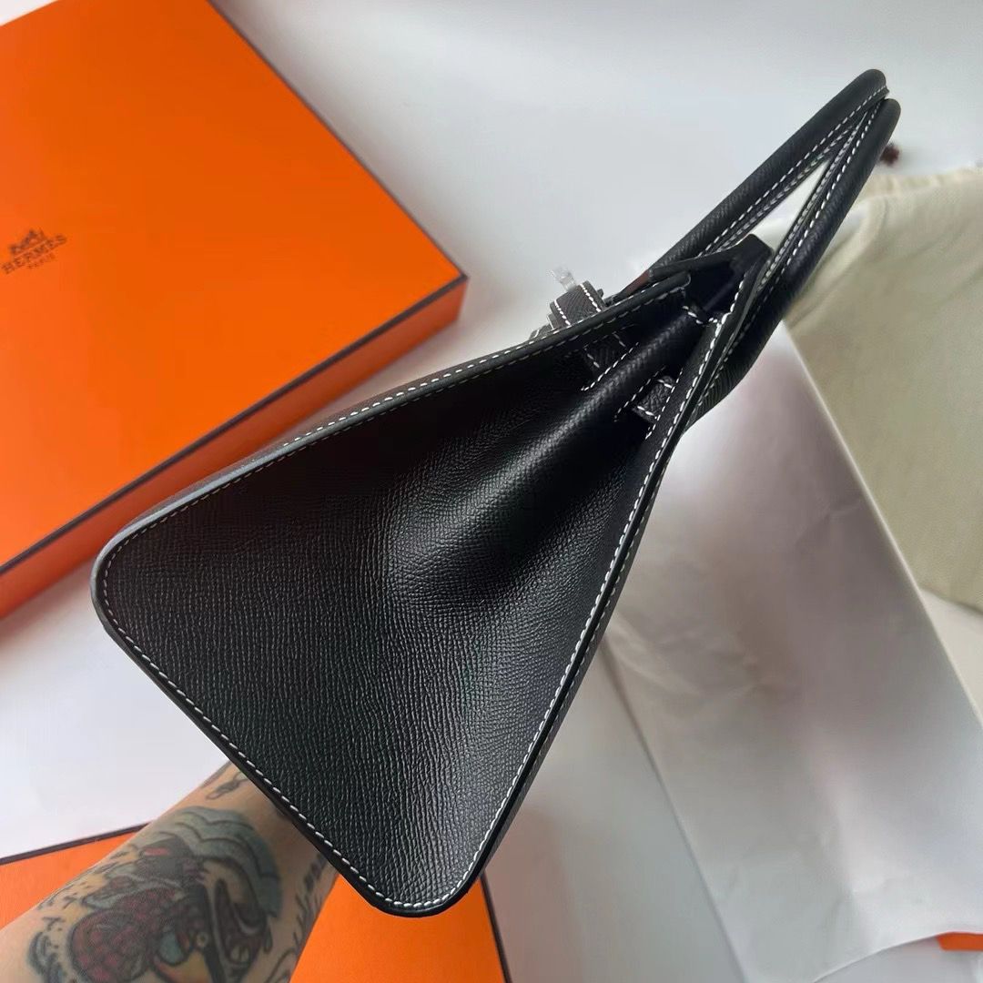 Hermes Birkin 25 Sellier Handmade Bag In Noir Epsom Calfskin - Image 5