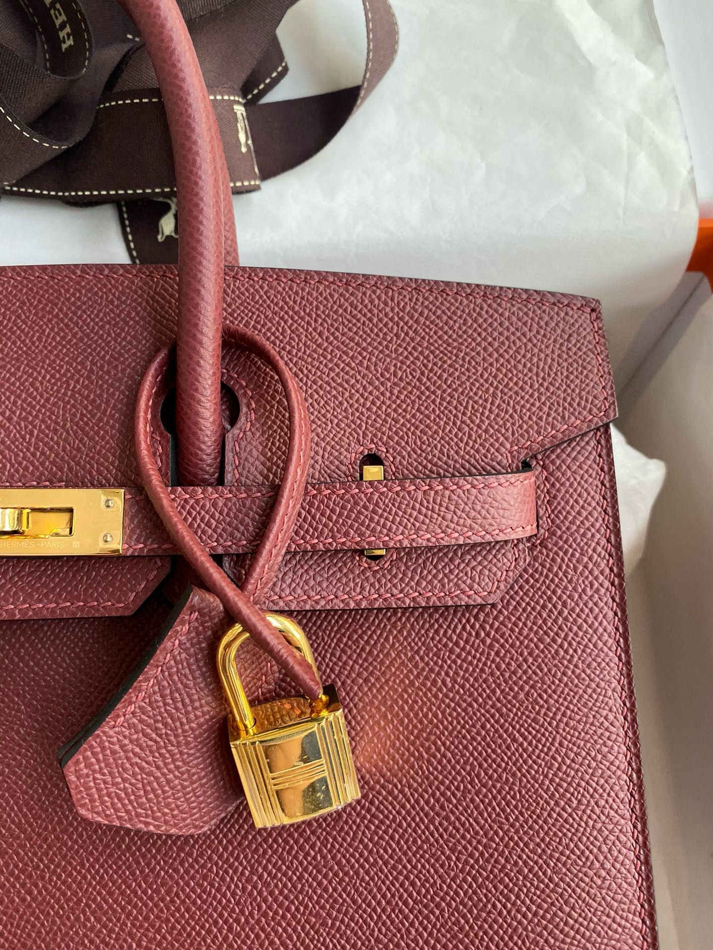 Hermes Birkin 25 Sellier Handmade Bag in Rouge H Epsom Calfskin - Image 4