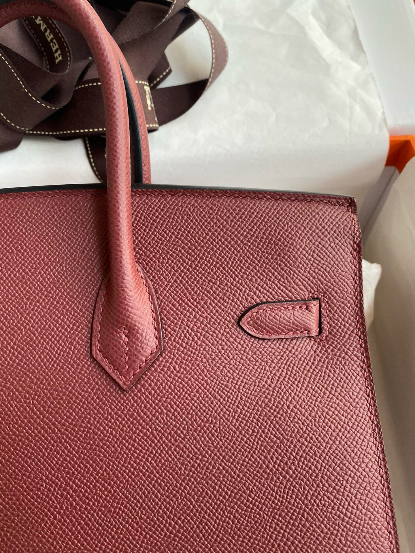 Hermes Birkin 25 Sellier Handmade Bag in Rouge H Epsom Calfskin - Image 5