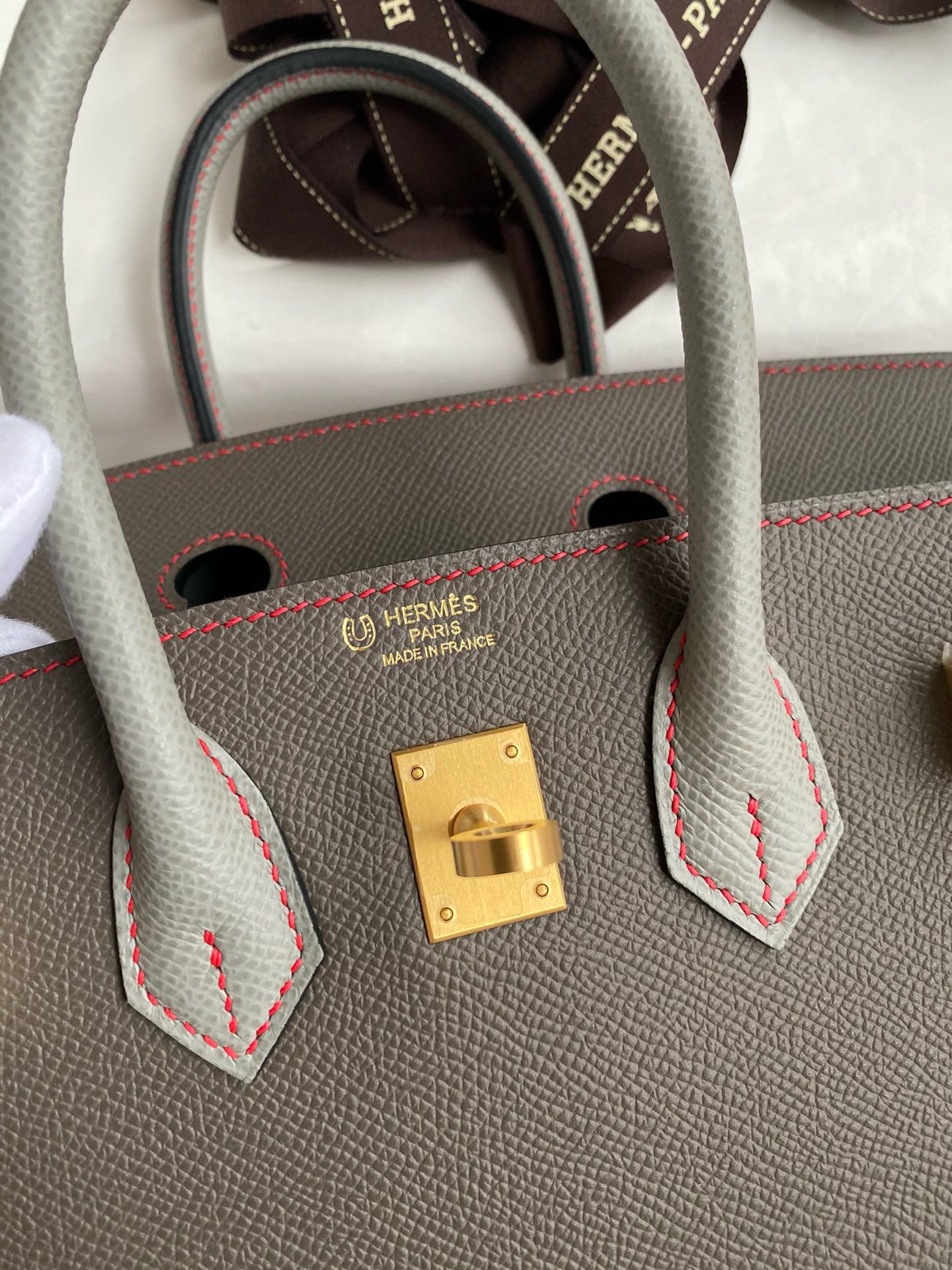Hermes HSS Birkin 25 Sellier Bag in Etain and Gris Mouette Epsom Calfskin - Image 7