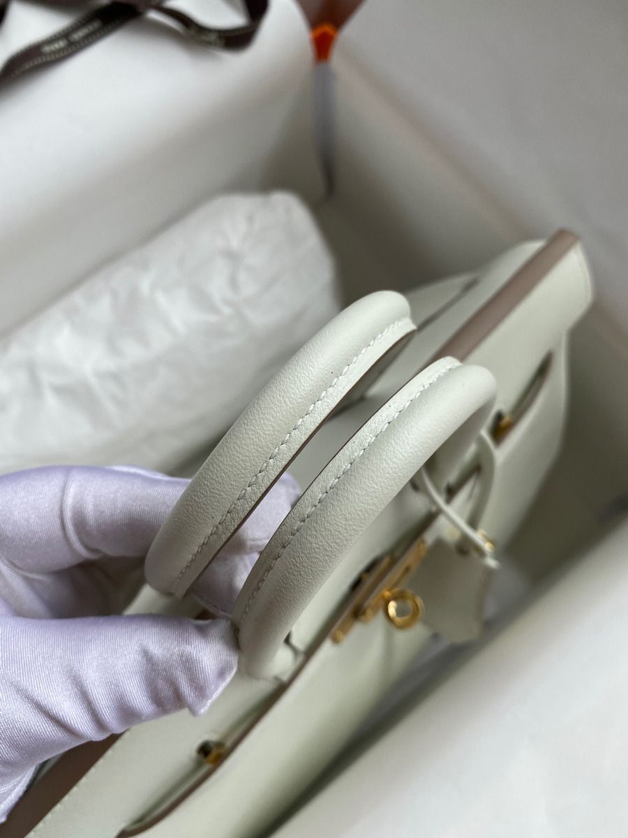 Hermes Birkin 25 Retourne Handmade Bag In Beton Swift Calfskin - Image 6