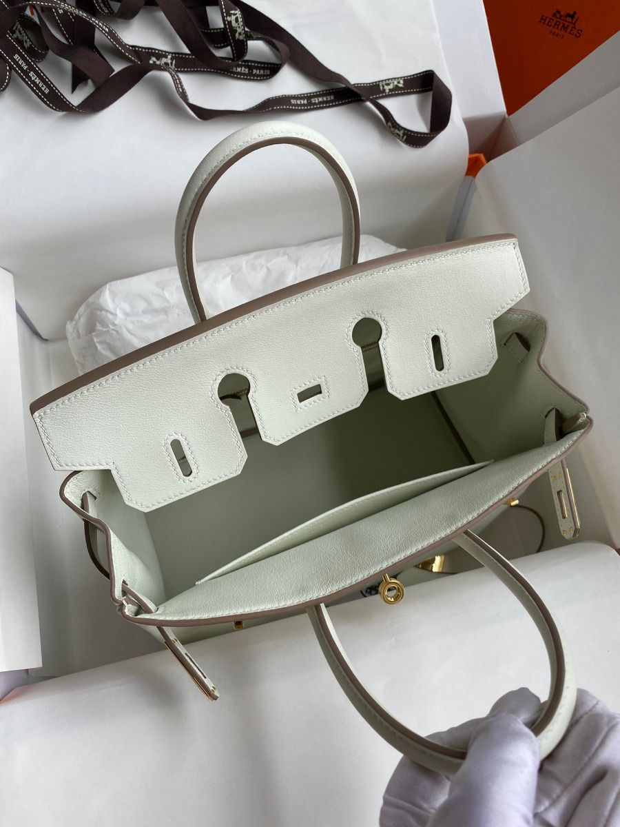 Hermes Birkin 25 Retourne Handmade Bag In Beton Swift Calfskin - Image 8