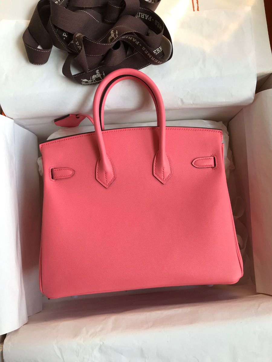 Hermes Birkin 25 Retourne Handmade Bag In Rose Lipstick Swift Calfskin - Image 3