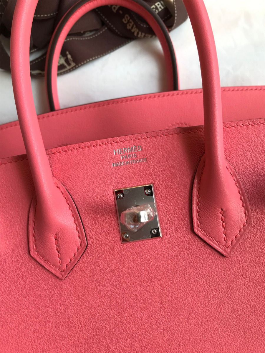 Hermes Birkin 25 Retourne Handmade Bag In Rose Lipstick Swift Calfskin - Image 7