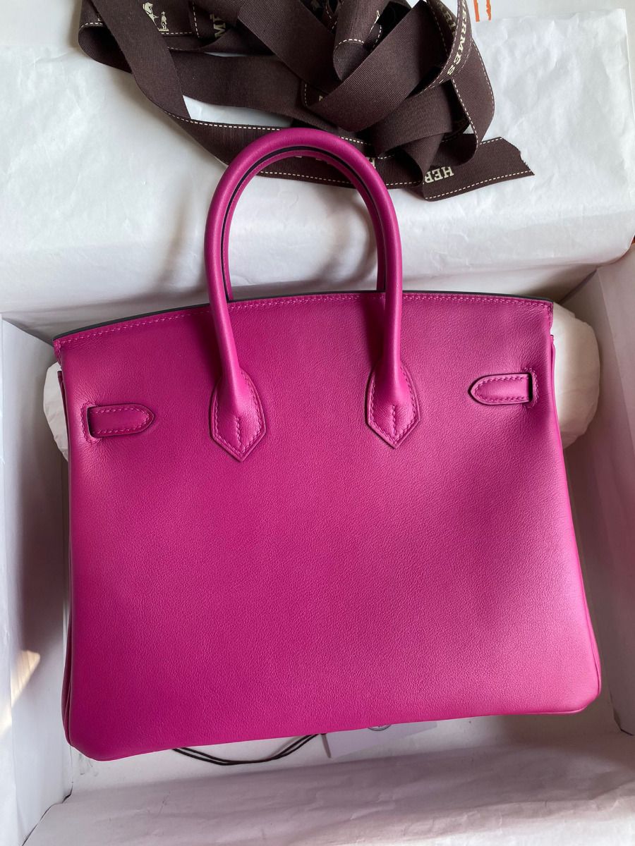 Hermes Birkin 25 Retourne Handmade Bag In Rose Purple Swift Calfskin - Image 3