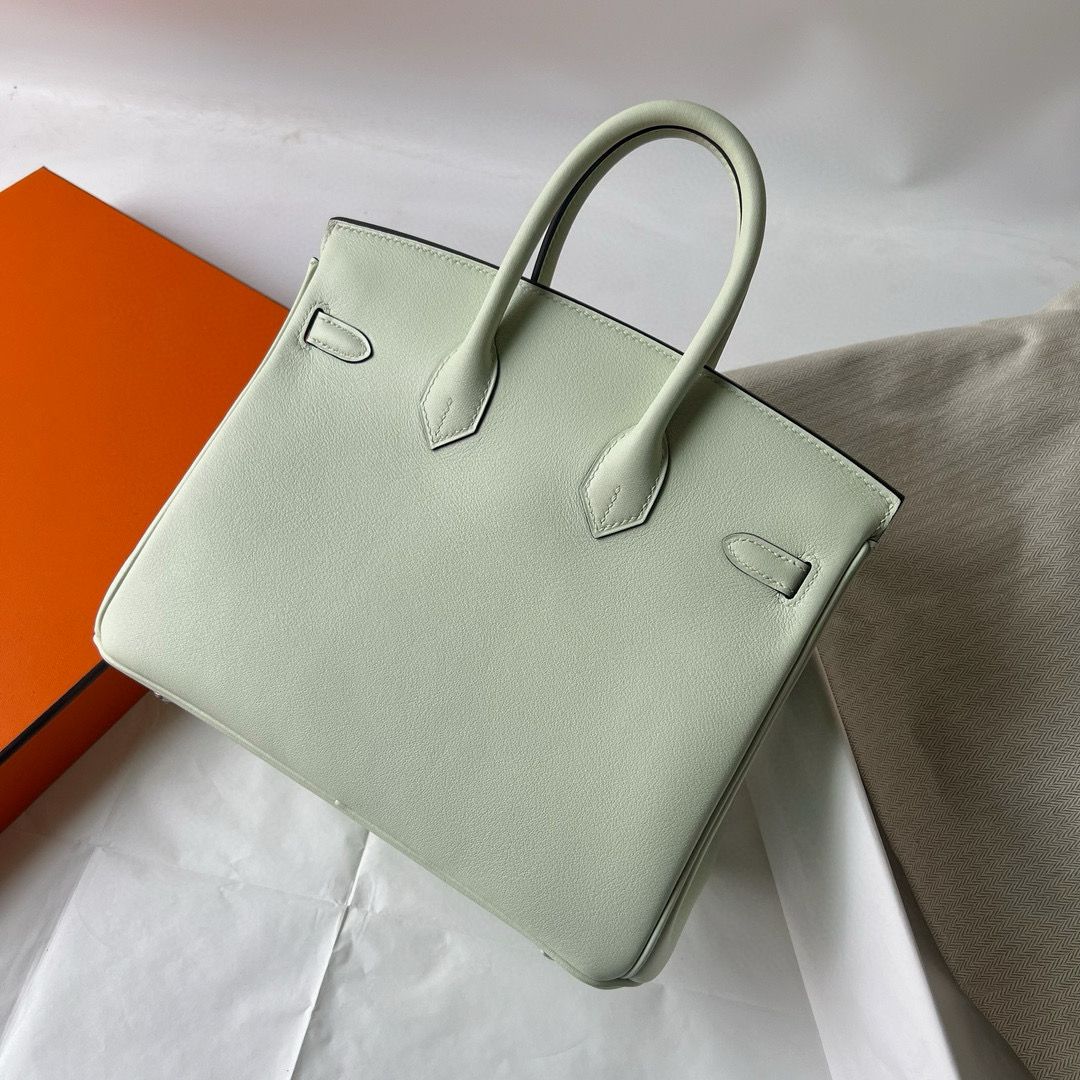 Hermes Birkin 25 Retourne Handmade Bag in Vert Fizz Swift Calfskin - Image 10