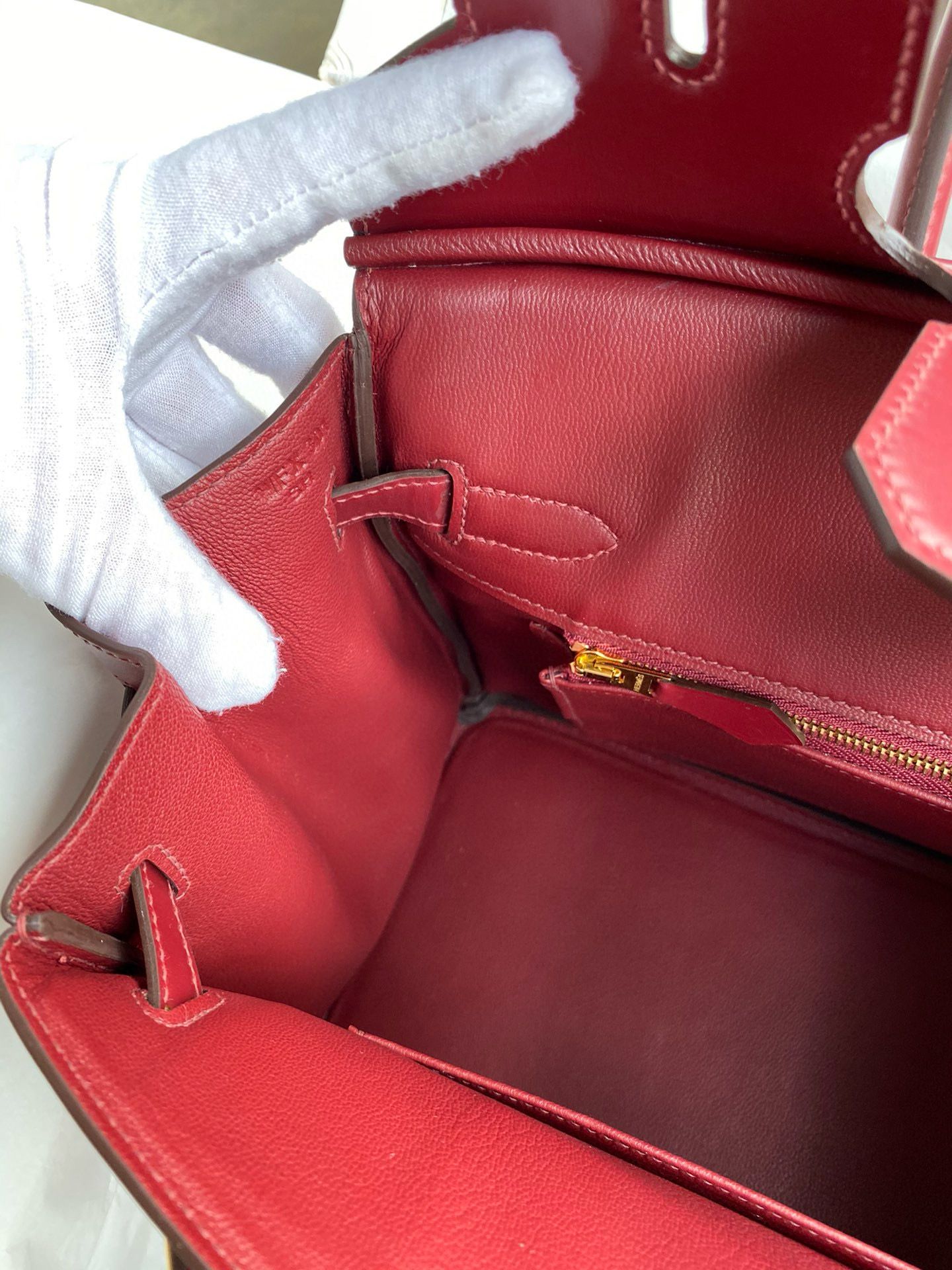 Hermes Birkin 30 Retourne Handmade Bag in Rouge H Box Calfskin - Image 10