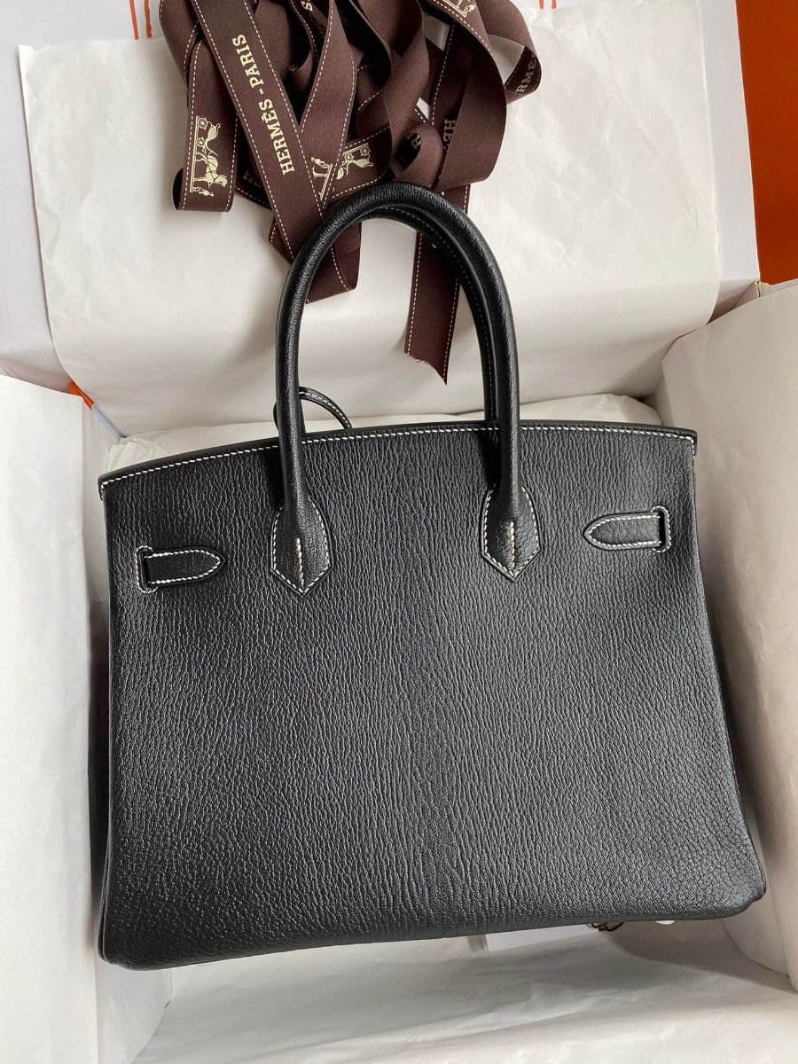Hermes Birkin Verso 30 Bag in Black and Red Chevre Mysore Leather - Image 3