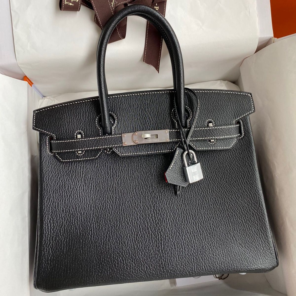 Hermes Birkin Verso 30 Bag in Black and Red Chevre Mysore Leather