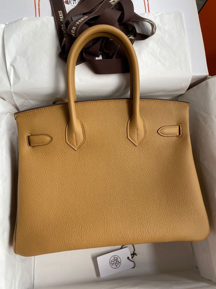 Hermes Birkin 30 Retourne Handmade Bag In Biscuit Clemence Leather - Image 3