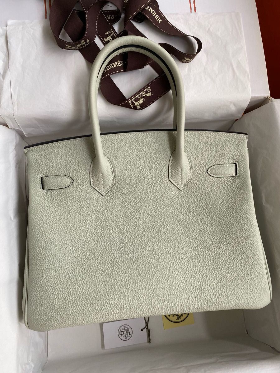 Hermes Birkin 30 Retourne Handmade Bag In Gris Neve Clemence Leather - Image 3