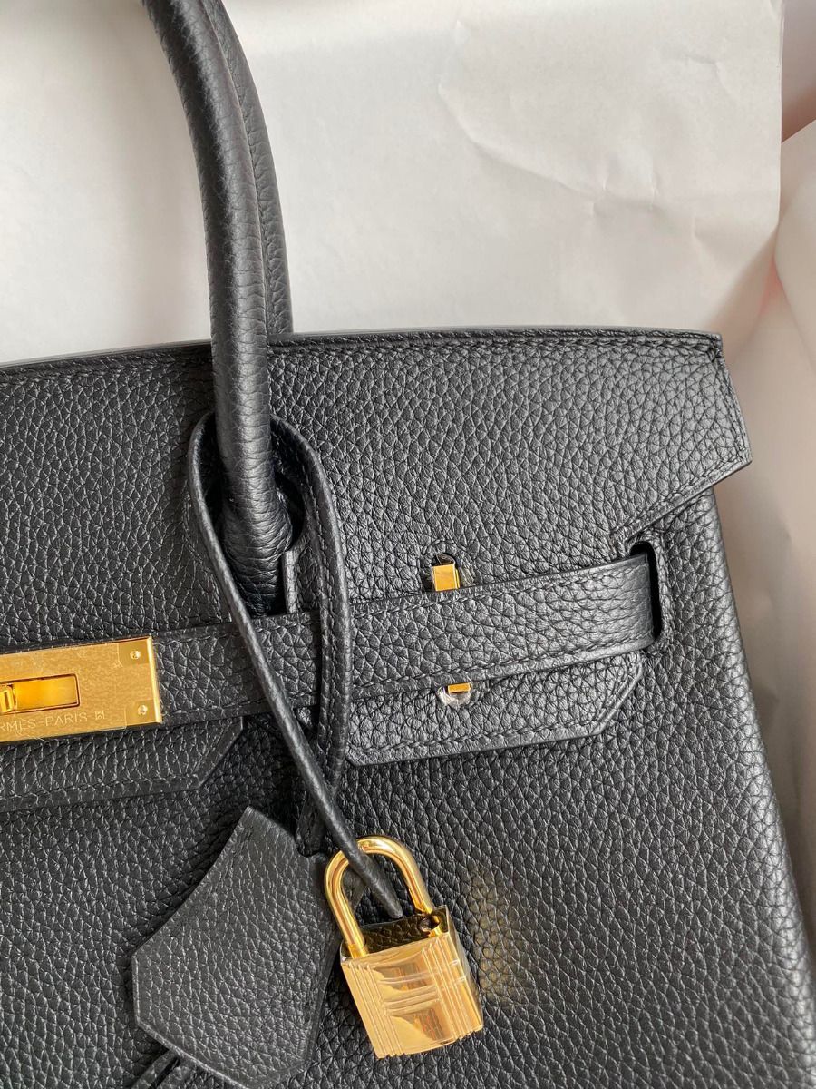 Hermes Birkin 30 Retourne Handmade Bag In Black Clemence Leather - Image 4