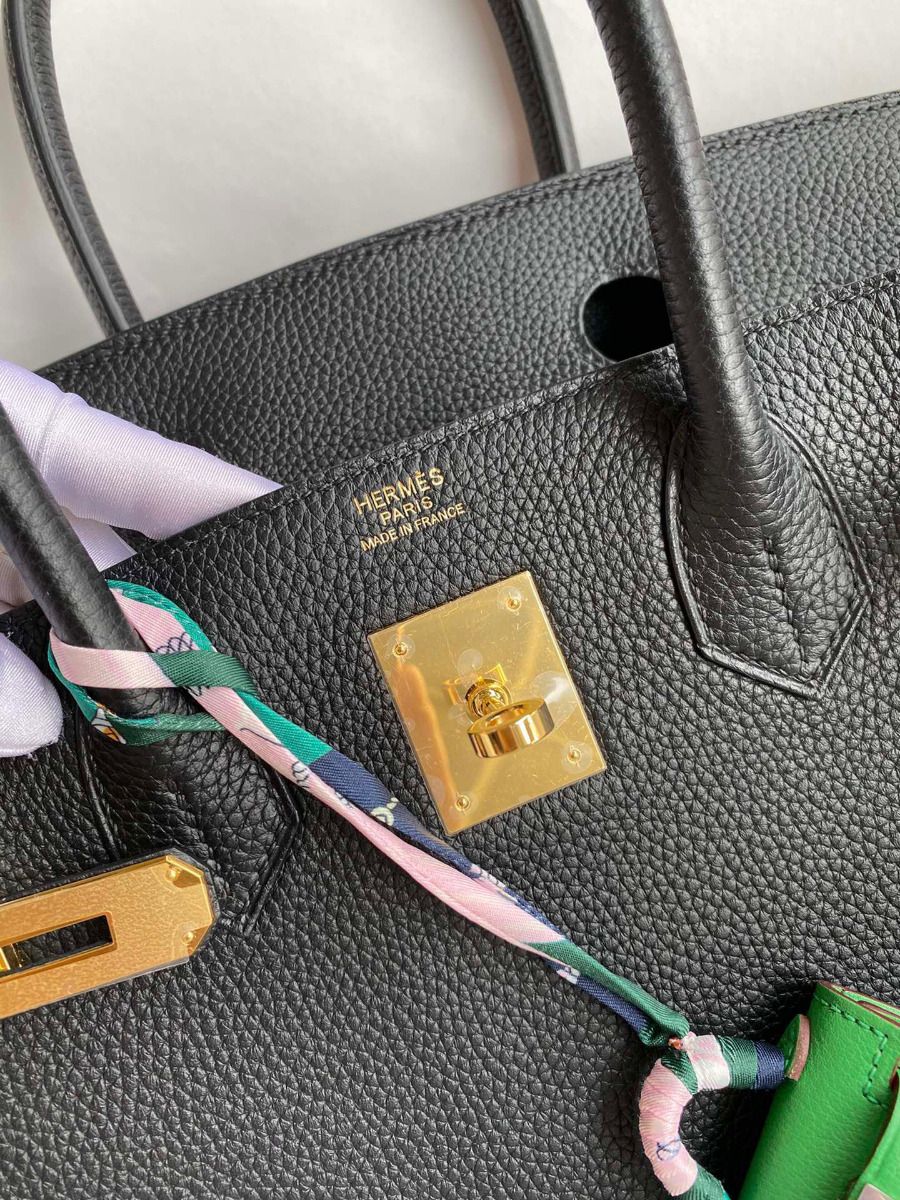 Hermes Birkin 30 Retourne Handmade Bag In Black Clemence Leather - Image 8