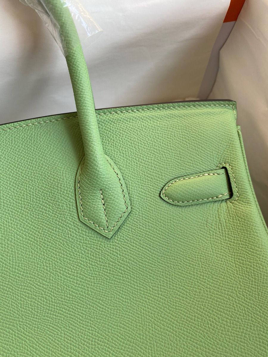 Hermes Birkin 30 Retourne Handmade Bag In Vert Criquet Epsom Calfskin - Image 5