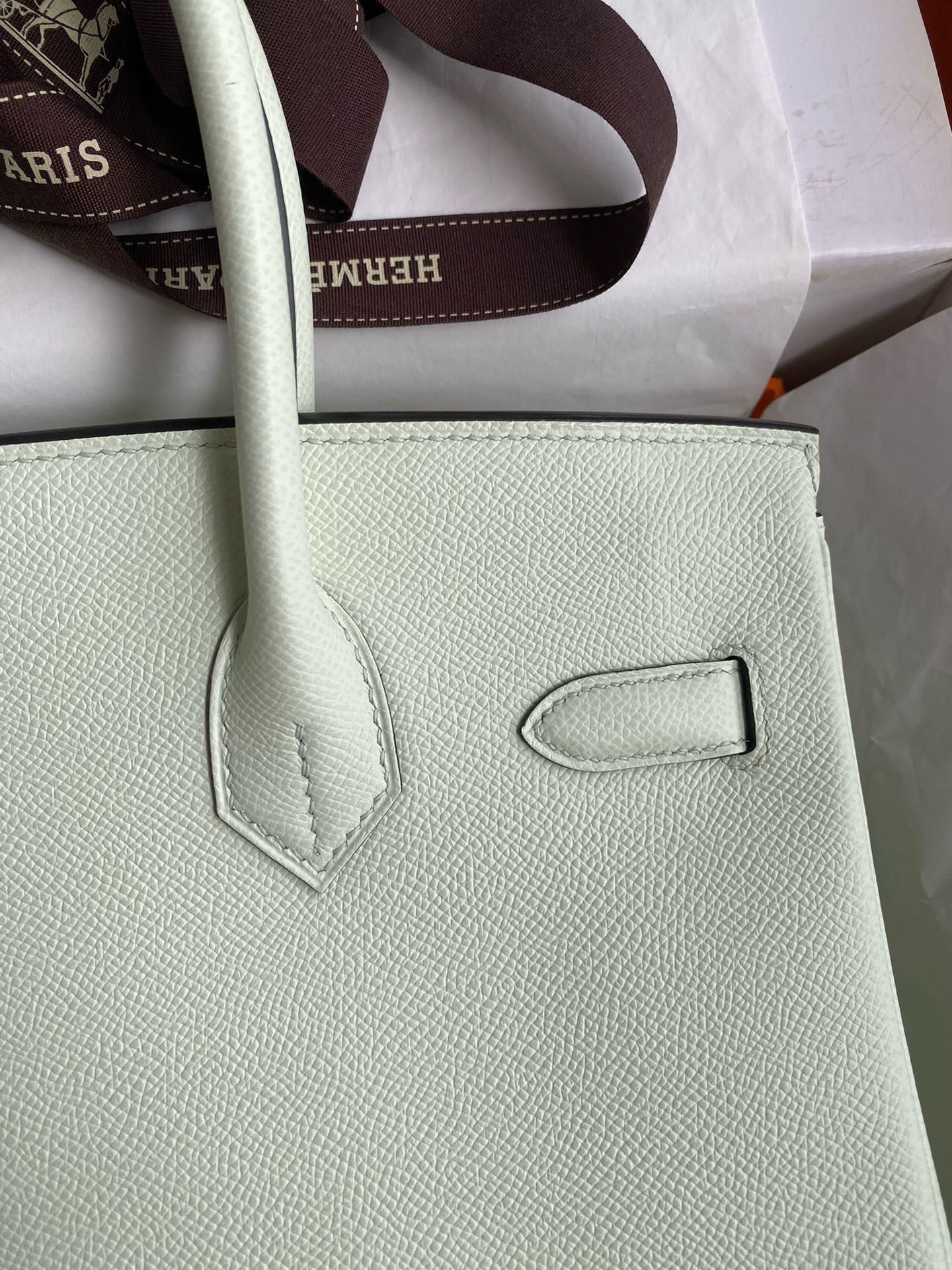 Hermes Birkin 30 Retourne Handmade Bag In Vert Fizz Epsom Calfskin - Image 5