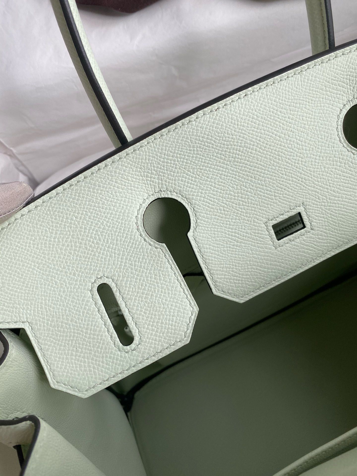 Hermes Birkin 30 Retourne Handmade Bag In Vert Fizz Epsom Calfskin - Image 9