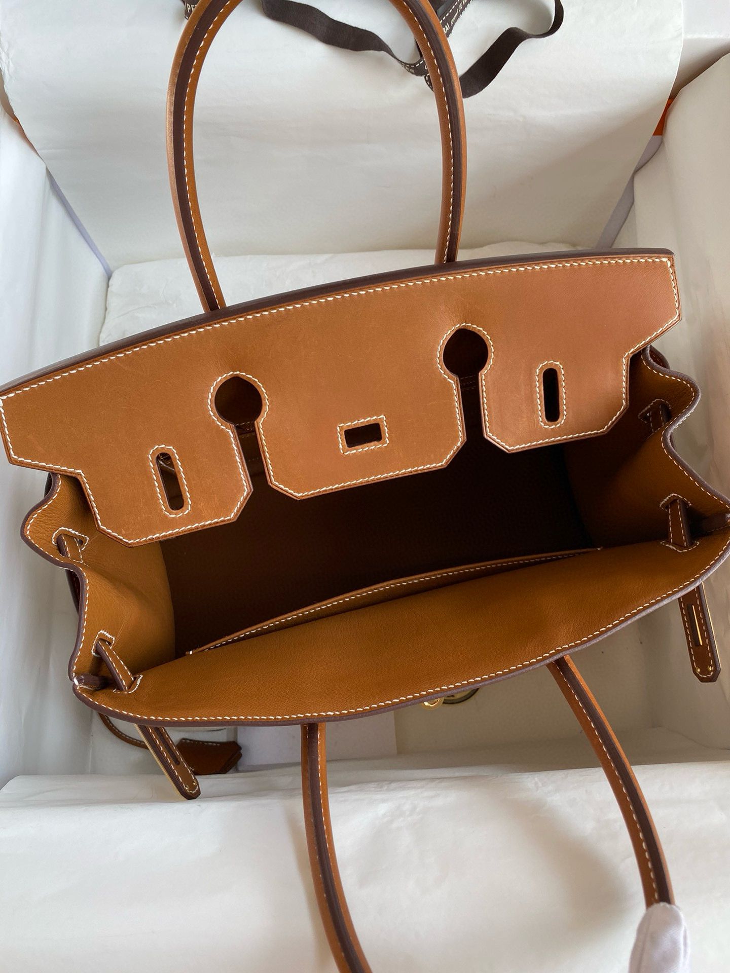 Hermes Birkin 30 Handmade Bag in Toile & Barenia Calfskin - Image 7