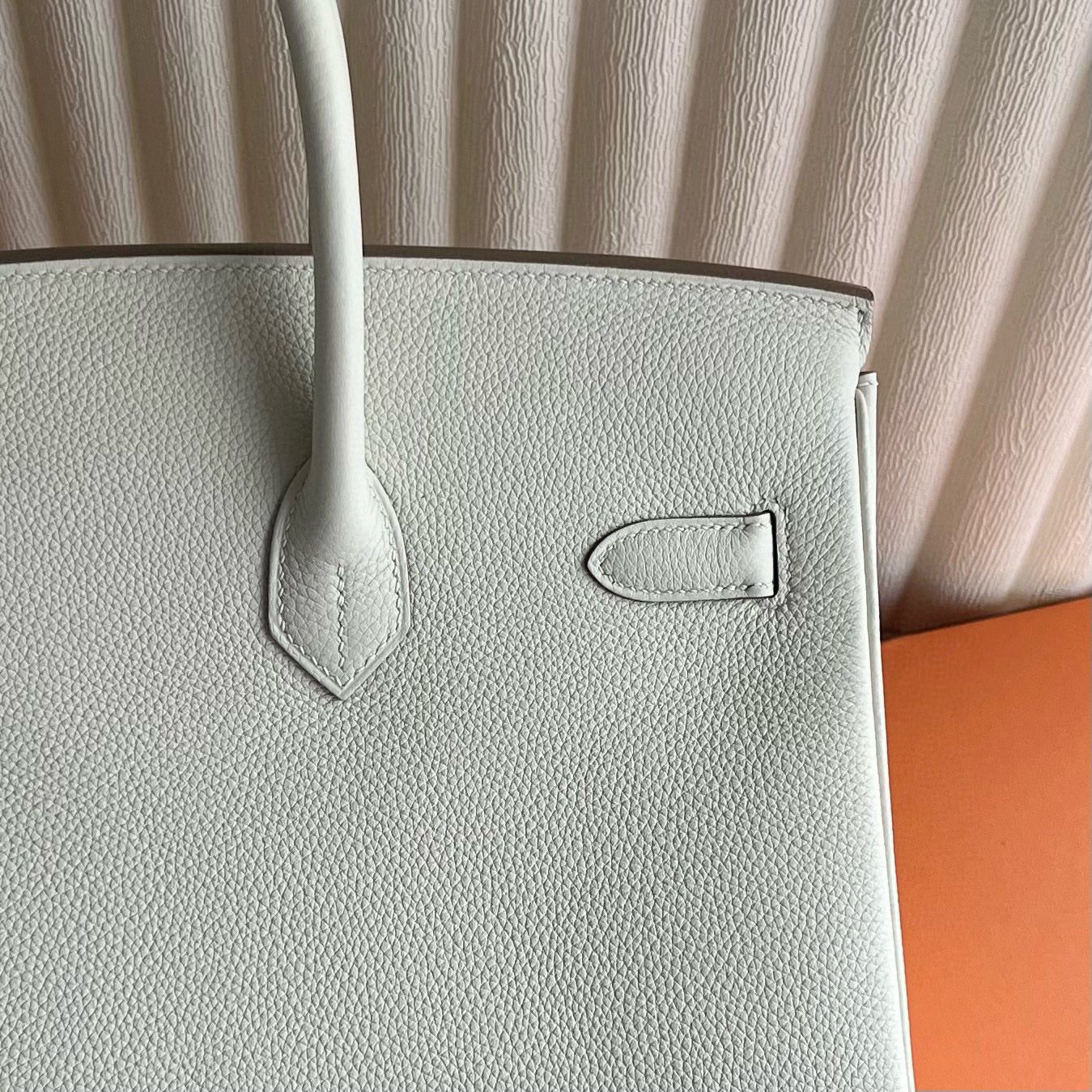 Hermes Birkin 35 Retourne Handmade Bag in Mushroom Clemence Leather - Image 6